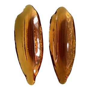 Indiana Glass Corn On The Cob Holder Pair Amber Vintage EUC